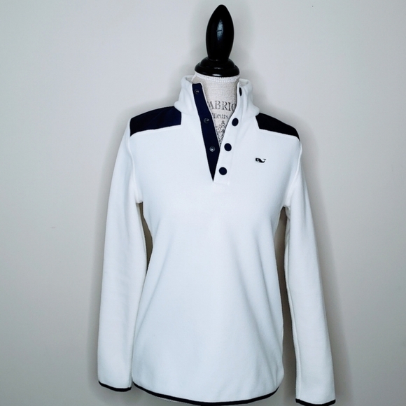 Vineyard Vines | NWOT XS White Sherpa Fleece Snap Placet Pullover - Picture 6 of 15
